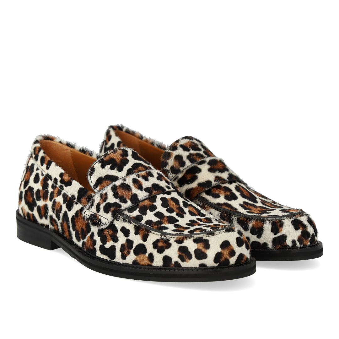 Klassisk Penny loafer i mønstret pony-pels