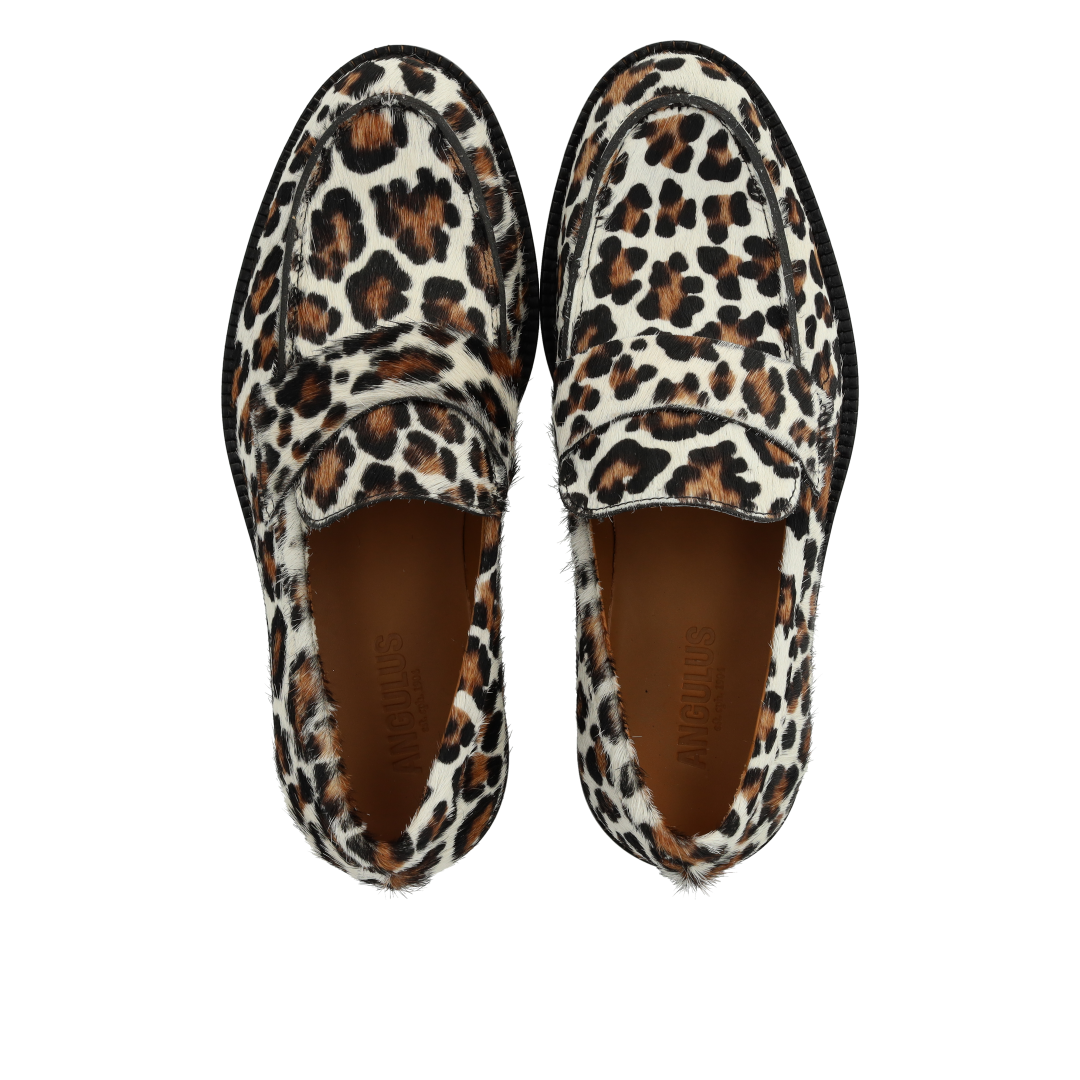 Klassisk Penny loafer i mønstret pony-pels