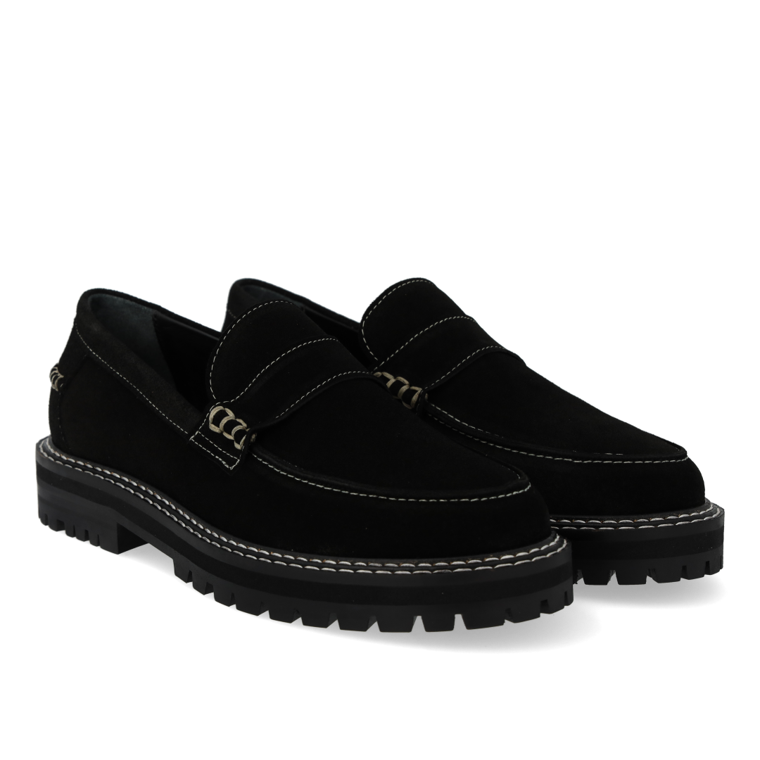 Penny loafer med kontraststikninger