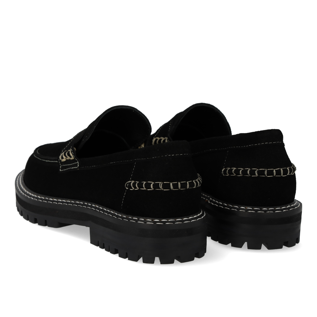 Penny loafer med kontraststikninger