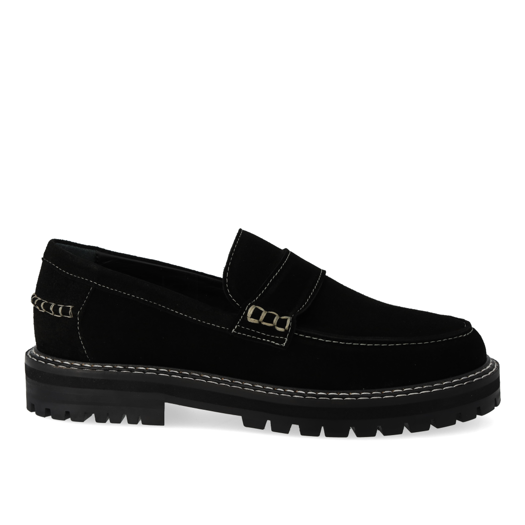 Penny loafer med kontraststikninger