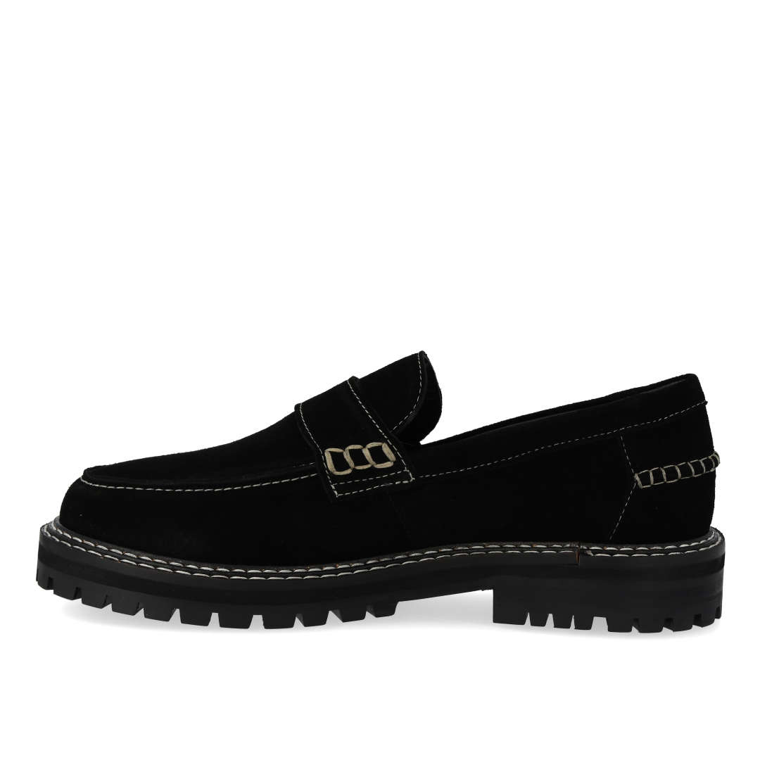 Penny loafer med kontraststikninger