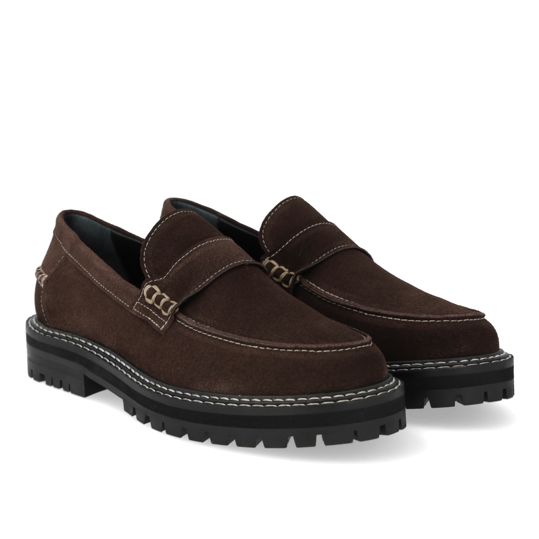 Penny loafer med kontraststikninger