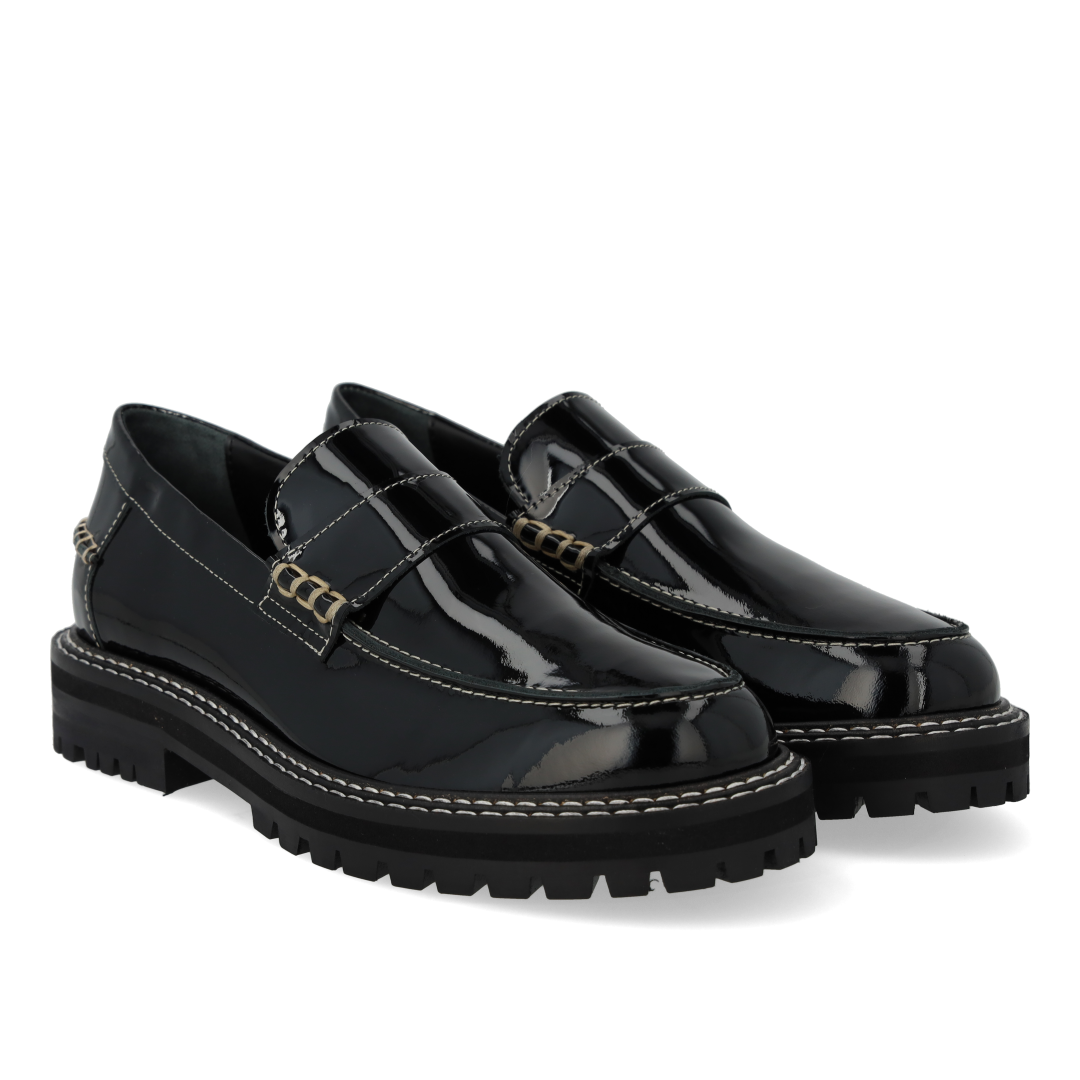 Penny loafer med kontraststikninger