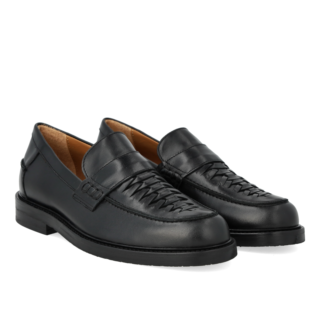 Penny loafer med håndflettet detalje