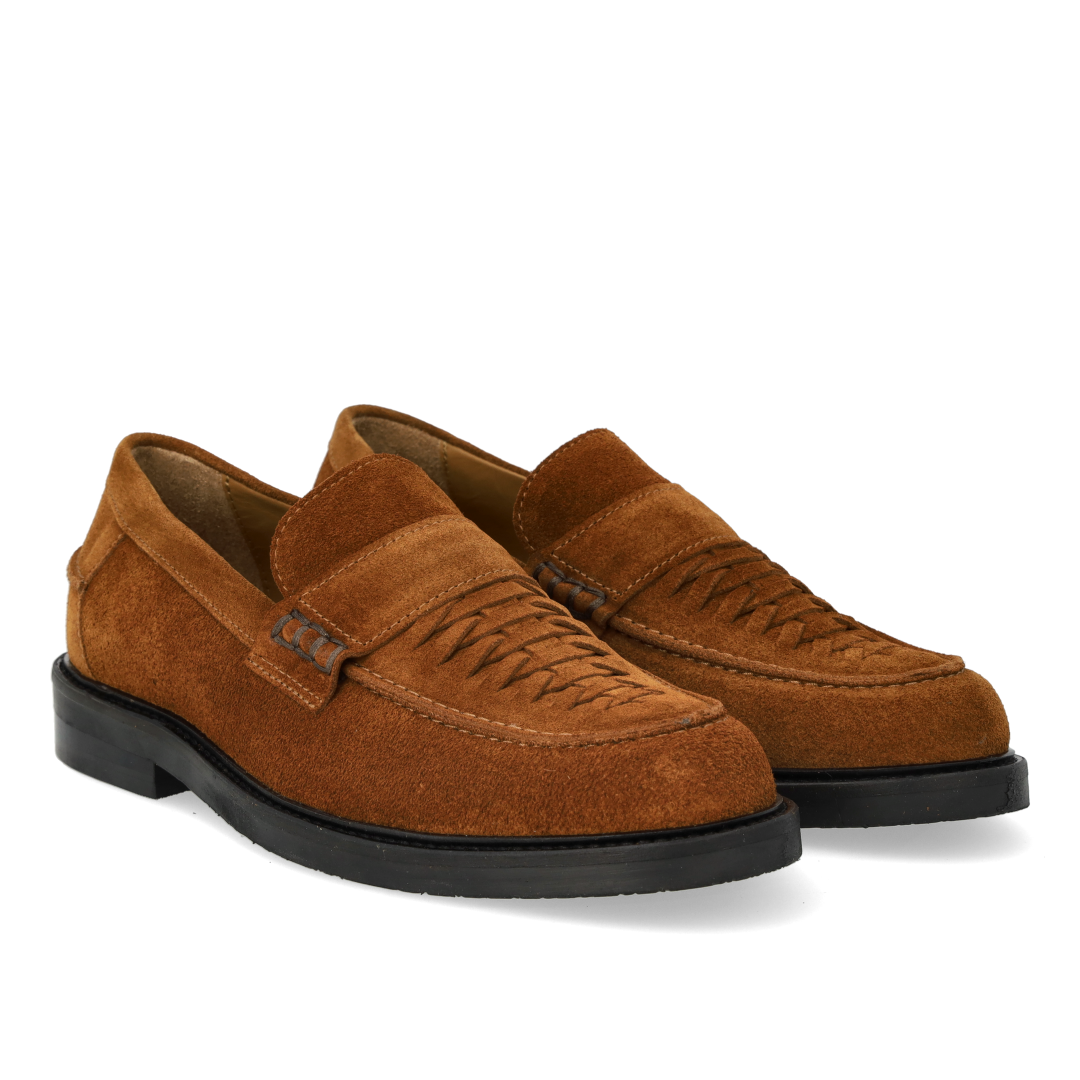 Penny loafer med håndflettet detalje