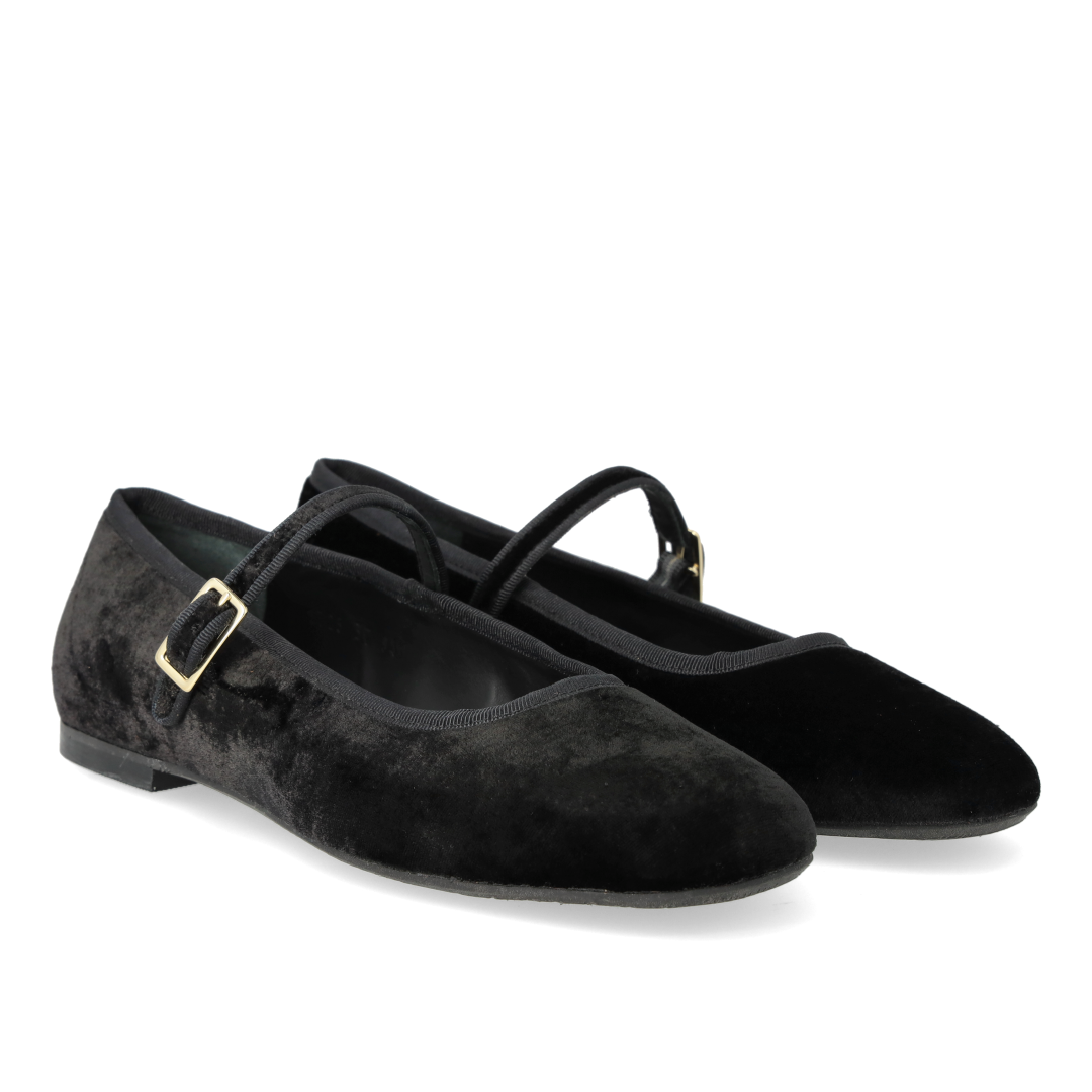 Mary Jane ballerina i blød velour