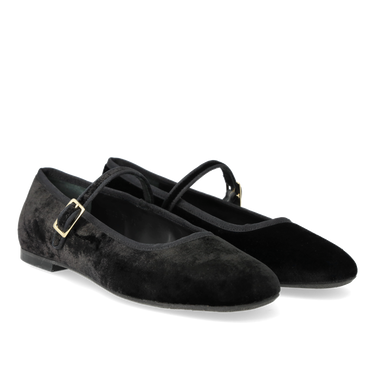 Mary Jane ballerina i blød velour