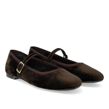 Mary Jane ballerina i blød velour