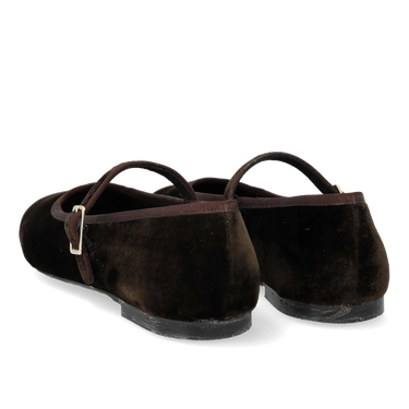 Mary Jane ballerina i blød velour