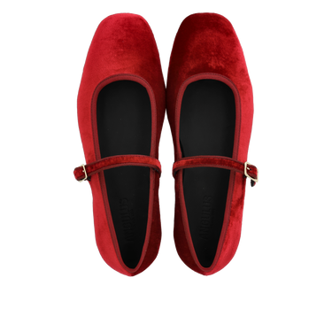 Mary Jane ballerina i blød velour