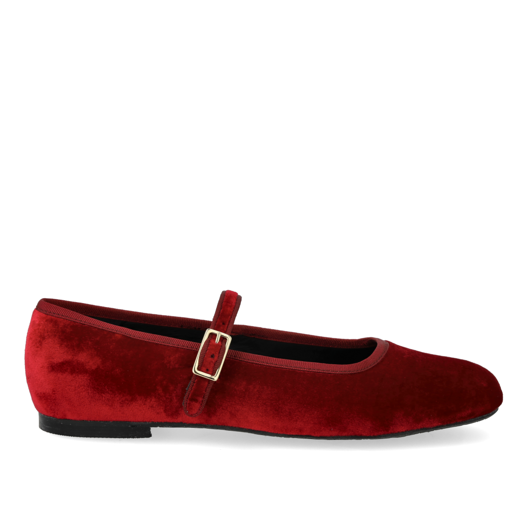 Mary Jane ballerina i blød velour