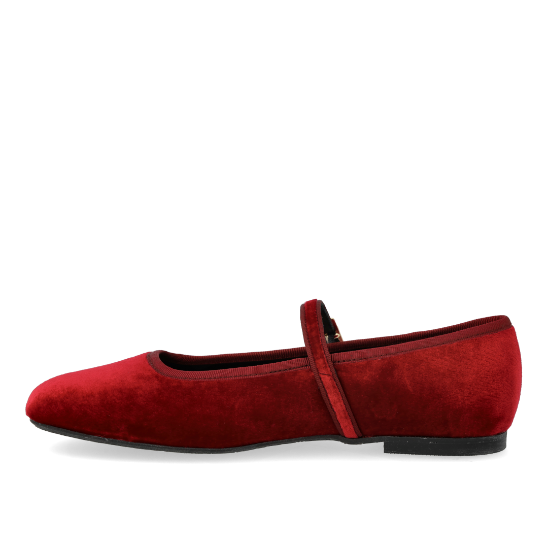 Mary Jane ballerina i blød velour