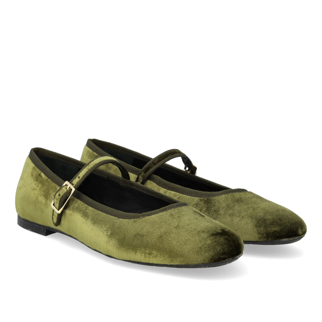 Mary Jane ballerina i blød velour