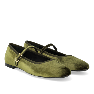 Mary Jane ballerina i blød velour