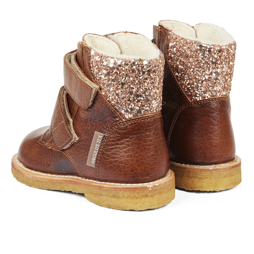 TEX-støvle med glitter og velcrolukning