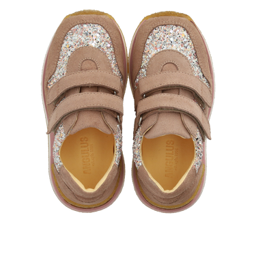 Glittersneaker med velcrolukning
