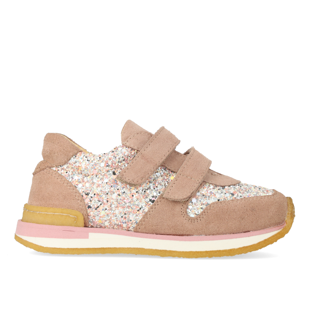 Glittersneaker med velcrolukning