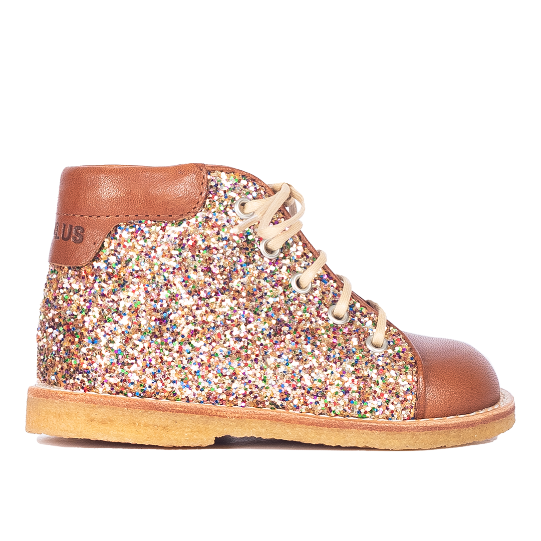 Klassisk begynder snøresko med funklende glitter