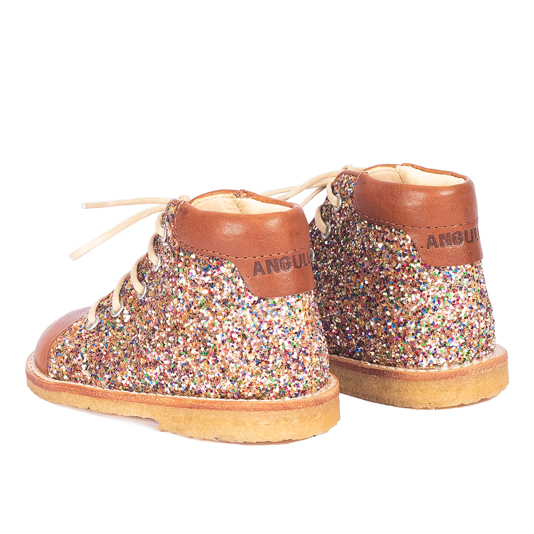 Klassisk begynder snøresko med funklende glitter