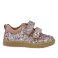 Funklende glitter-sneaker med ruskindskanter