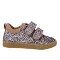 Funklende glitter-sneaker med ruskindskanter
