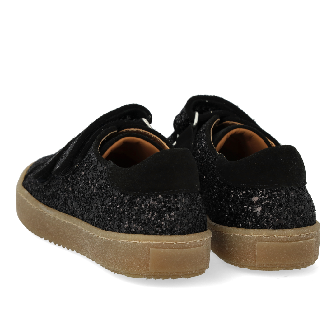 Sporty velcro-sneaker i funklende glitter