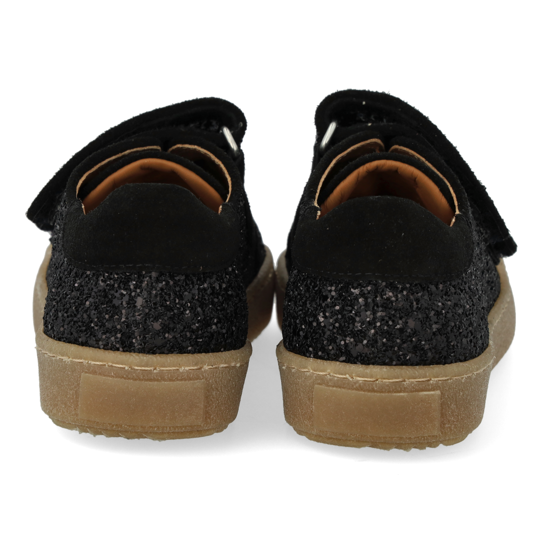 Sporty velcro-sneaker i funklende glitter