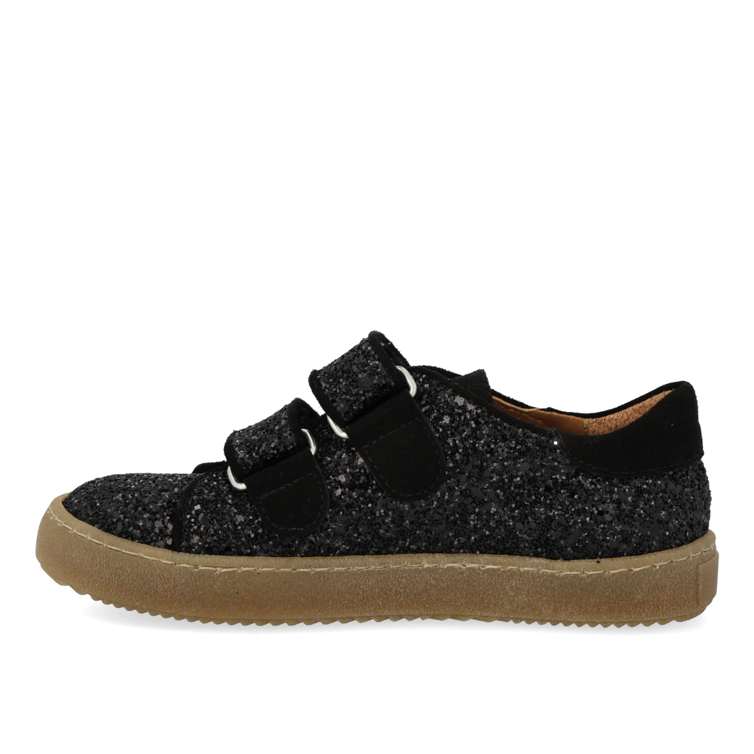 Sporty velcro-sneaker i funklende glitter