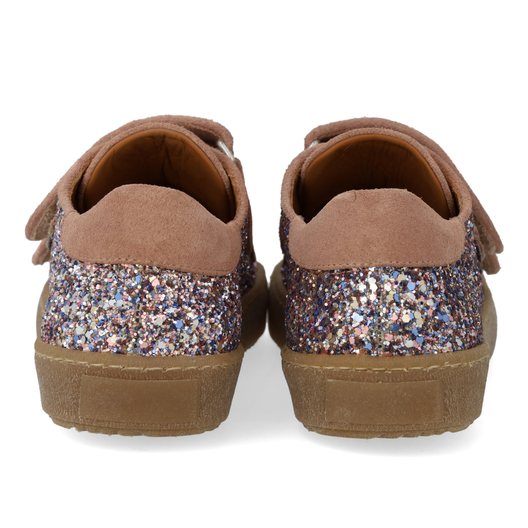 Sporty velcro-sneaker i funklende glitter