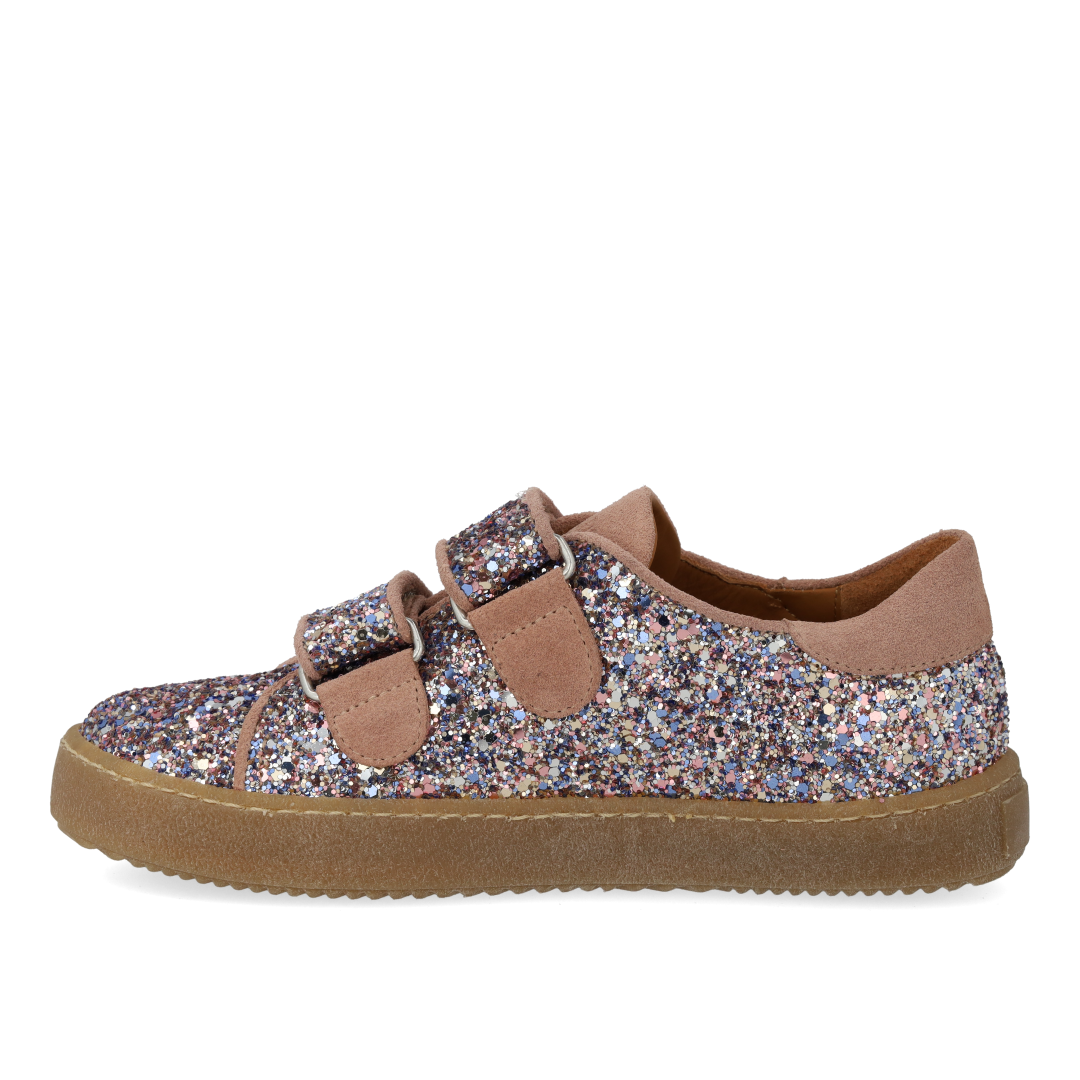 Sporty velcro-sneaker i funklende glitter