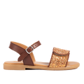 Glittersandal med spænde og velcrolukning