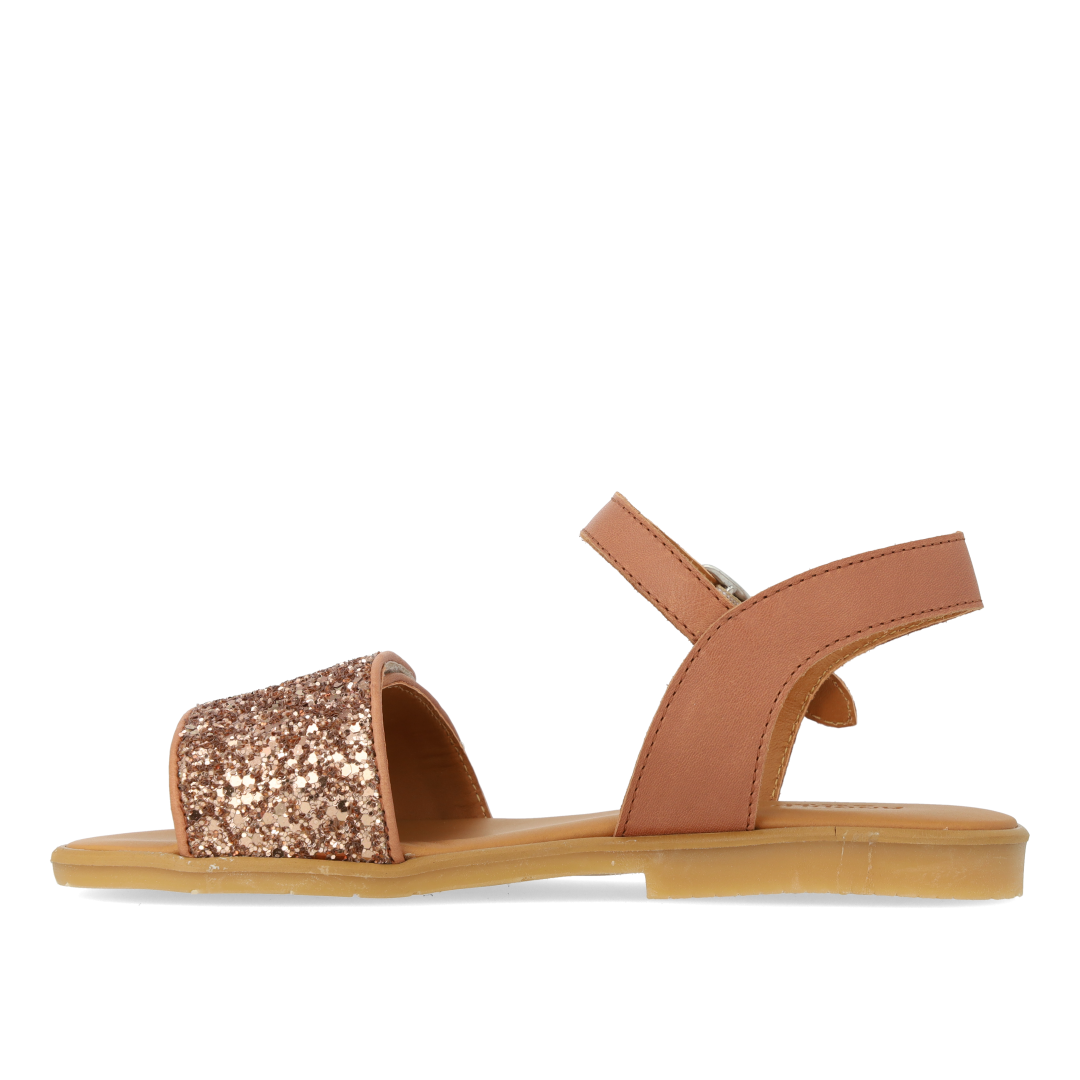 Glittersandal med spænde og velcrolukning