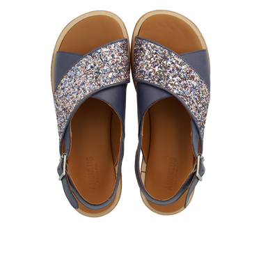 Krydssandal med funklende glitterdetalje