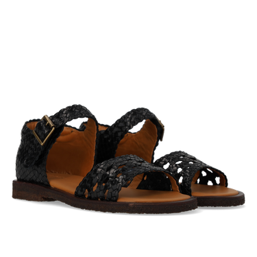 Håndflettet sandal med lukket hæl