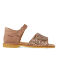 Justerbar sandal i læder med funklende glitter