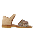Justerbar sandal i læder med funklende glitter