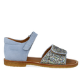 Justerbar sandal i læder med funklende glitter