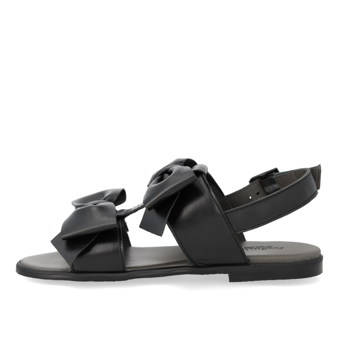Sandal med sløjfe, velcro og spænde