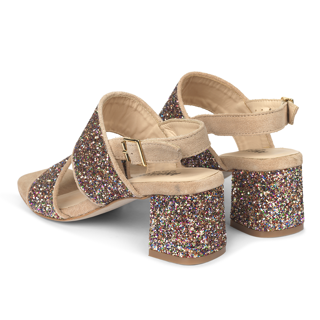 Remsandal i funklende glitter