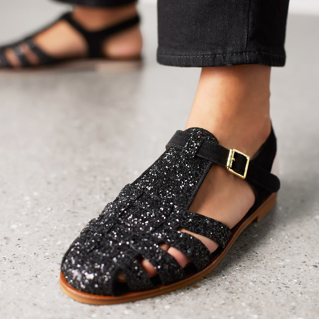 Klassisk Fisherman’s sandal med funklende glitter