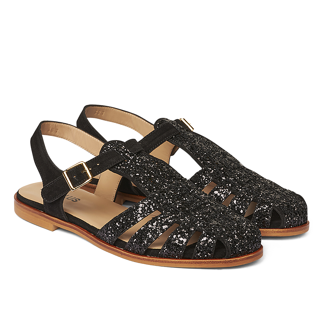 Klassisk Fisherman’s sandal med funklende glitter