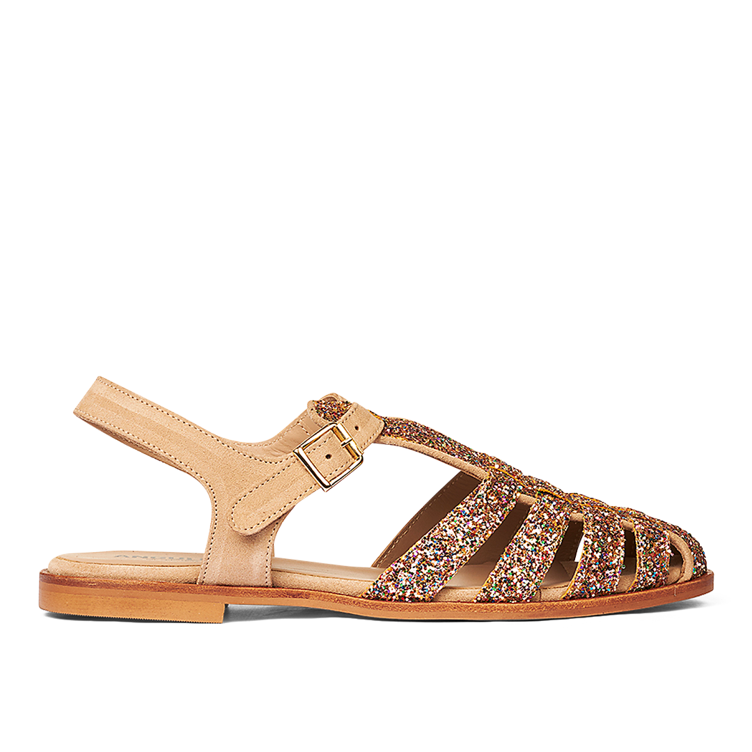 Klassisk Fisherman’s sandal med funklende glitter