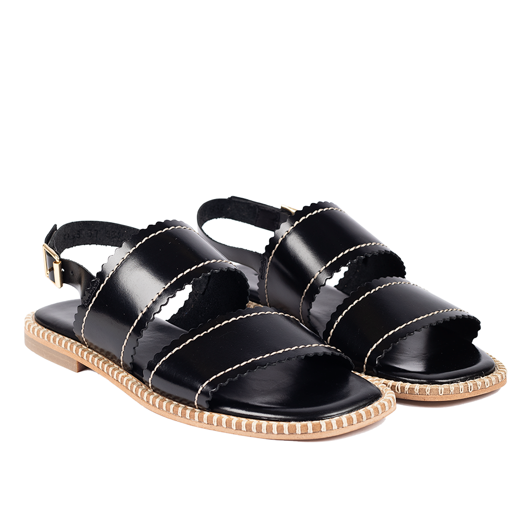 Lædersandal med bølge kanter