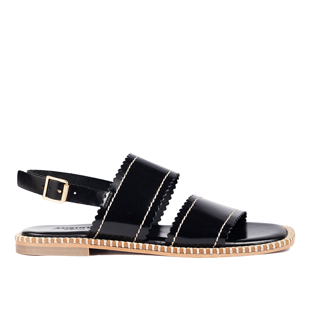 Lædersandal med bølge kanter