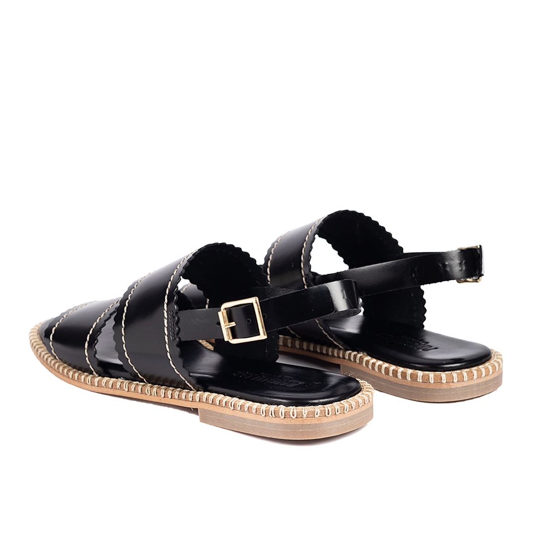Lædersandal med bølge kanter