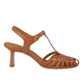 Højhælet sandal med smuk organisk frontdetalje