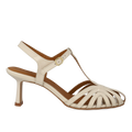 Højhælet sandal med smuk organisk frontdetalje