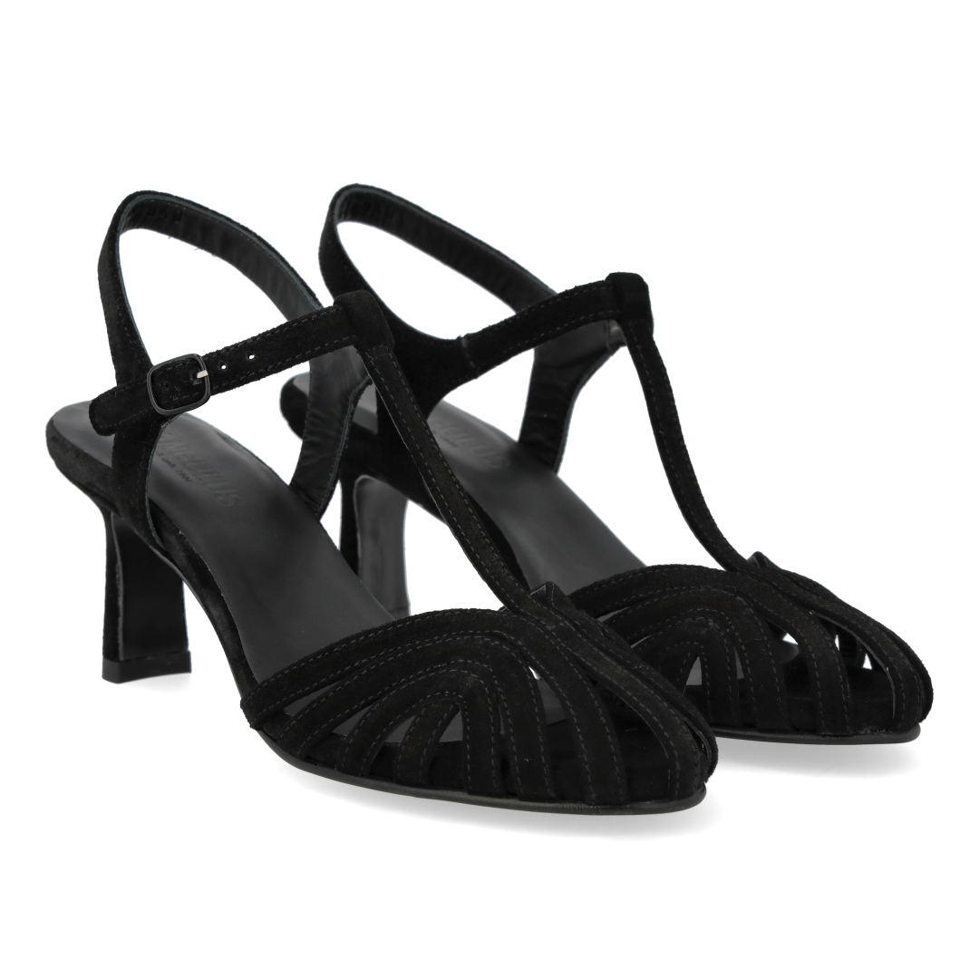 Højhælet sandal med smuk organisk frontdetalje