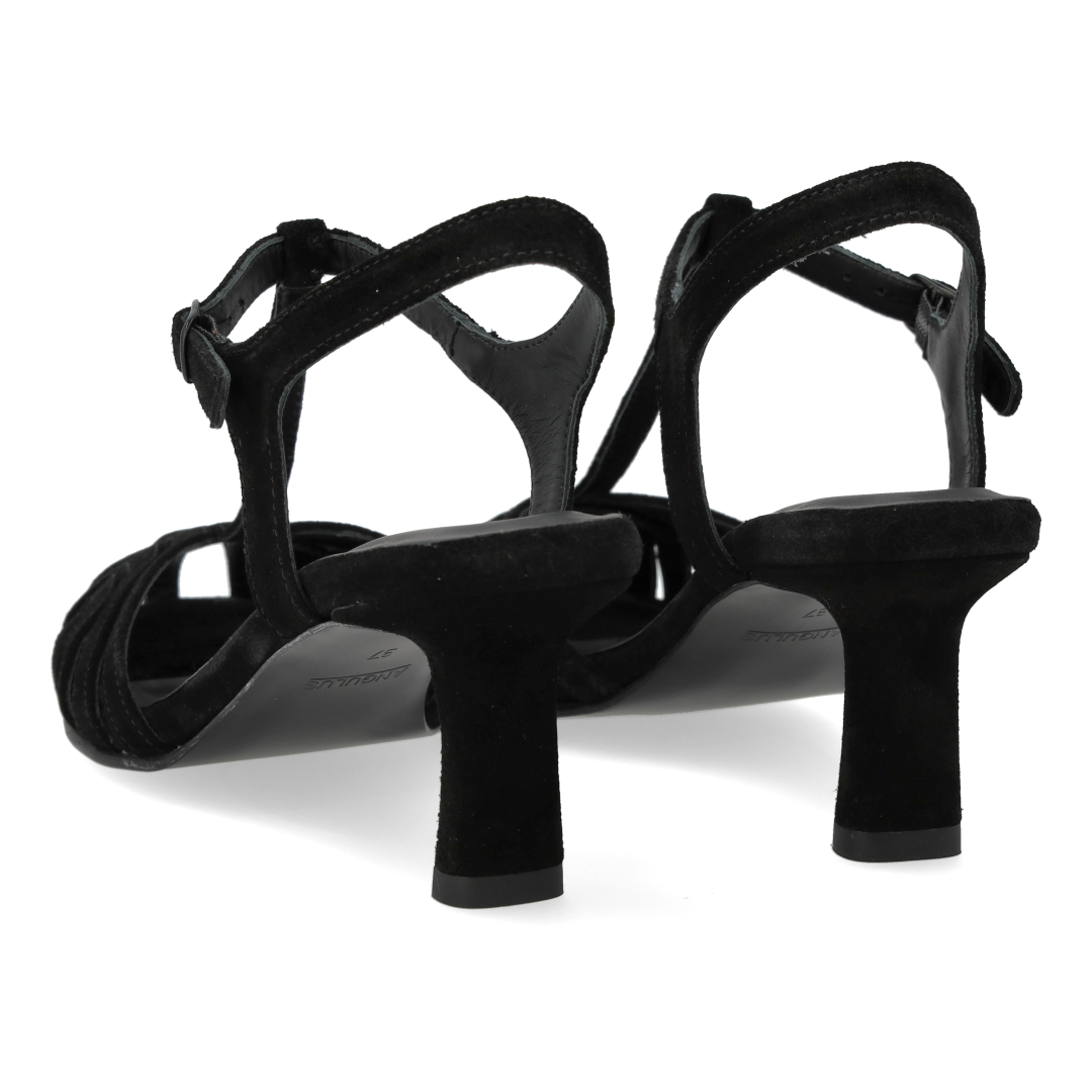 Højhælet sandal med smuk organisk frontdetalje